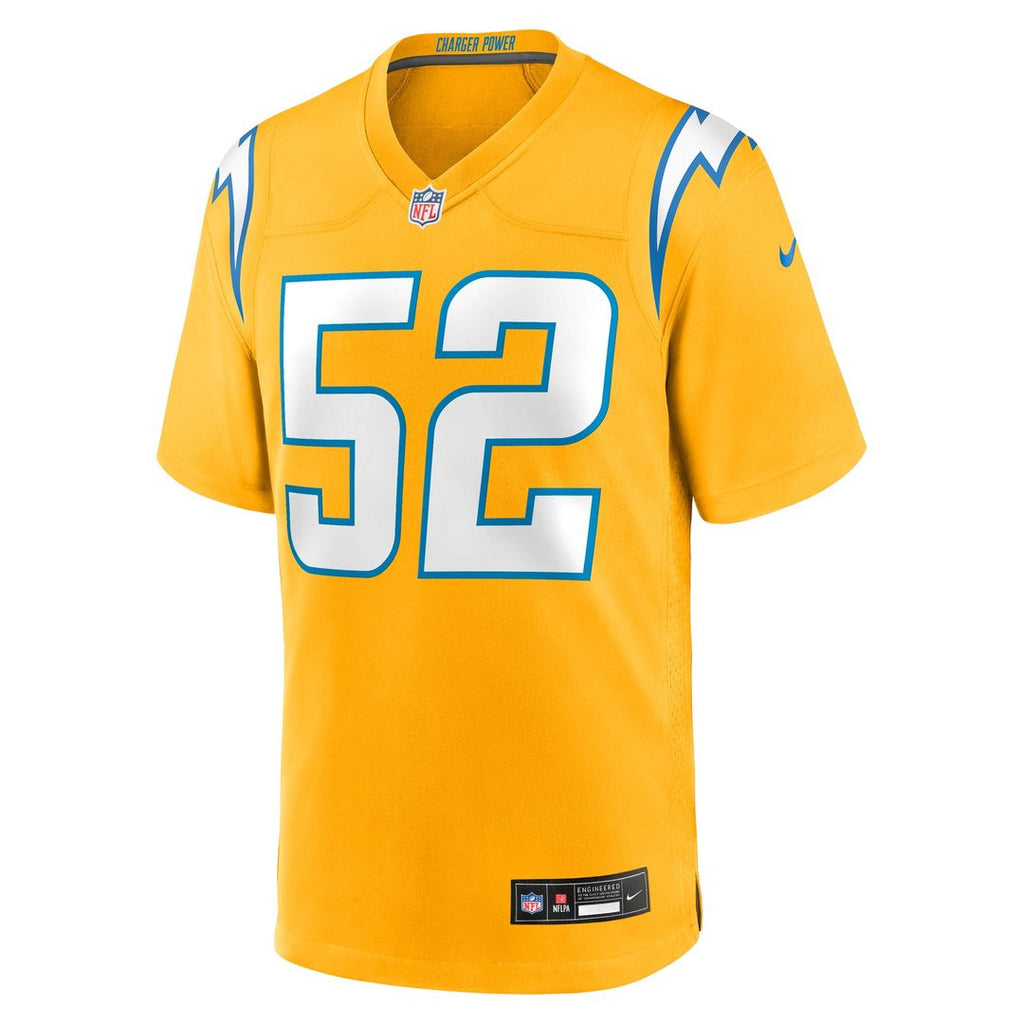 Khalil Mack Los Angeles Chargers Alternate Charger Power Game Player Jersey - Gold