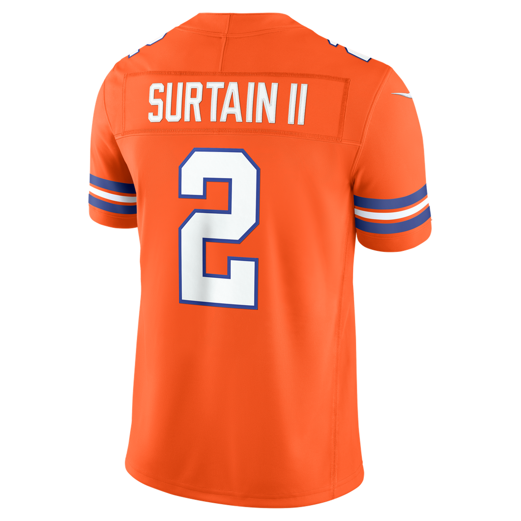 Patrick Surtain II Denver Broncos Alternate Mile High Collection 1977 Throwback Vapor F.U.S.E. Stitched Limited Jersey - Orange
