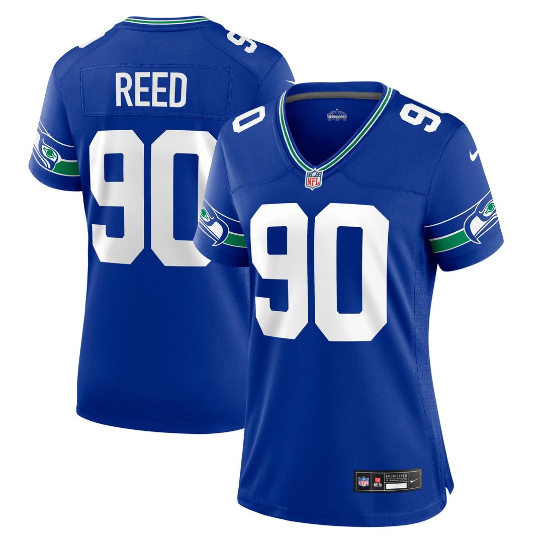 Jarran Reed Seattle Seahawks Women's Throwback Player Game Jersey - Royal