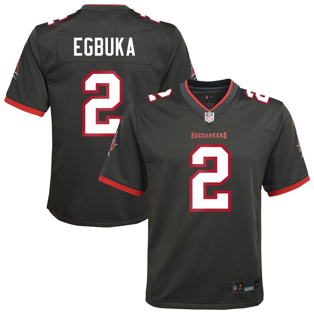 Emeka Egbuka Tampa Bay Buccaneers Youth Alternate Game Jersey - Pewter