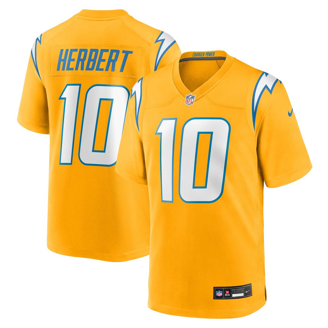 Justin Herbert Los Angeles Chargers Youth Alternate Charger Power Game Player Jersey - Gold