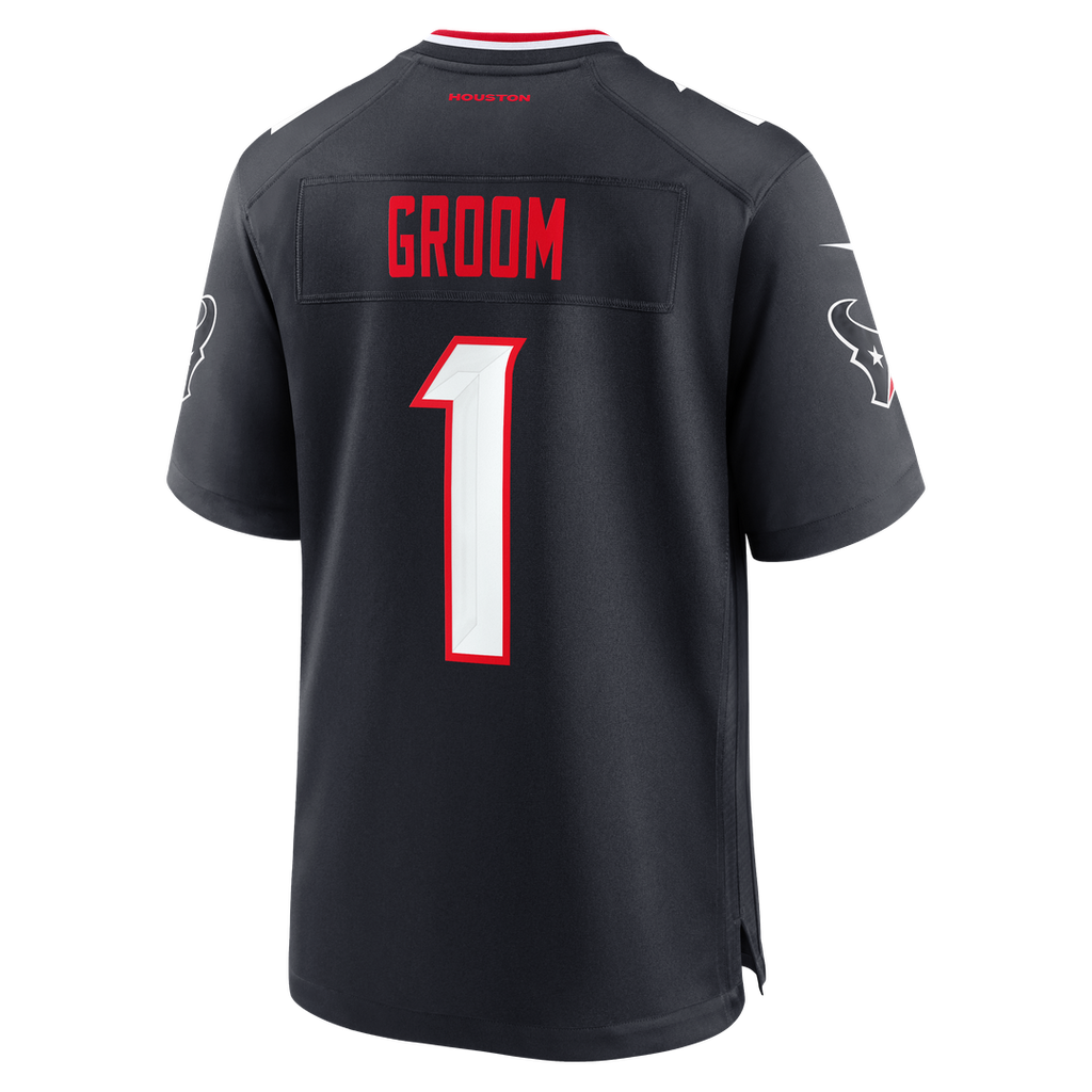 Number 1 Groom Houston Texans Game Jersey - Navy