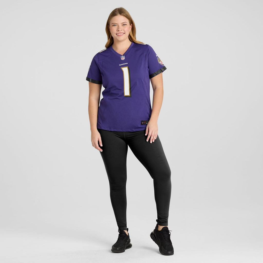 Number 1 Bride Baltimore Ravens Women's Game Jersey - Purple