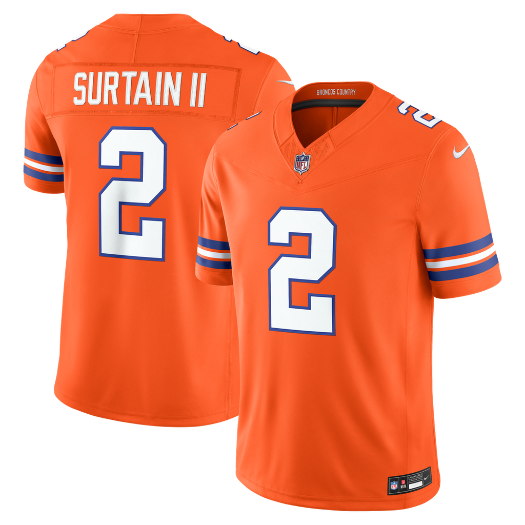 Patrick Surtain II Denver Broncos Alternate Mile High Collection 1977 Throwback Vapor F.U.S.E. Stitched Limited Jersey - Orange