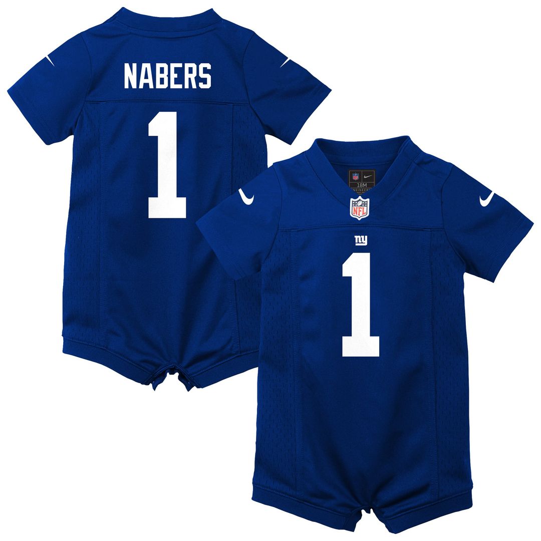 Malik Nabers New York Giants Newborn Romper Game Jersey - Royal