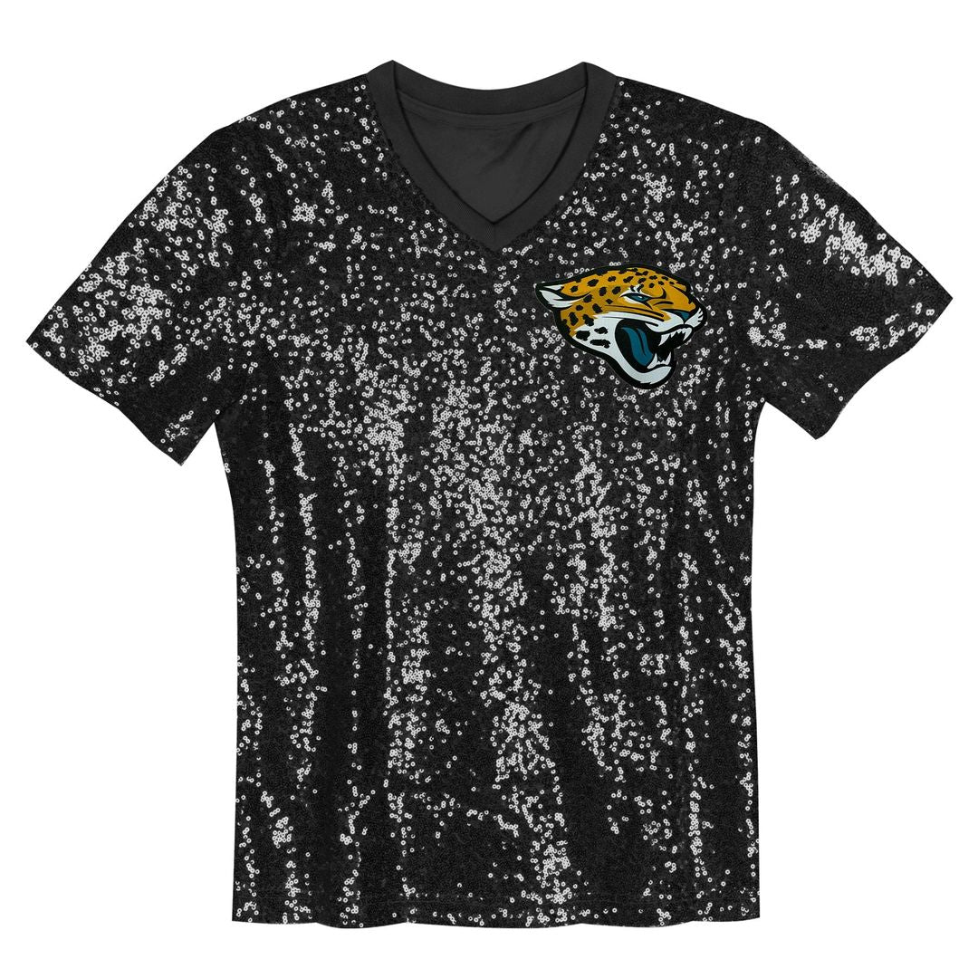 Trevor Lawrence Jacksonville Jaguars Girls Youth Sequin V - Neck Fashion Jersey - Black