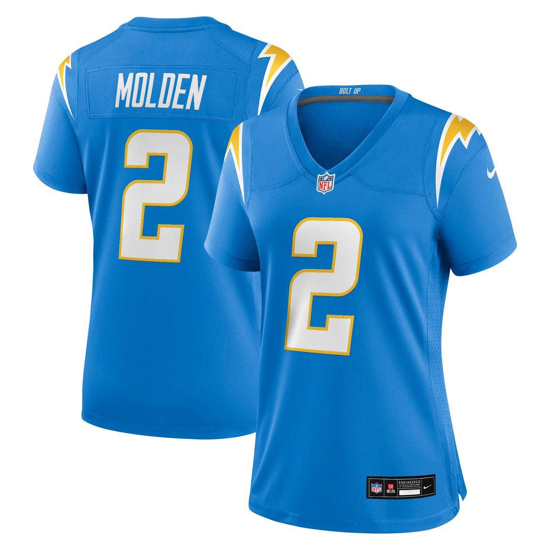 Elijah Molden Los Angeles Chargers Women's Team Game Jersey - Powder Blue