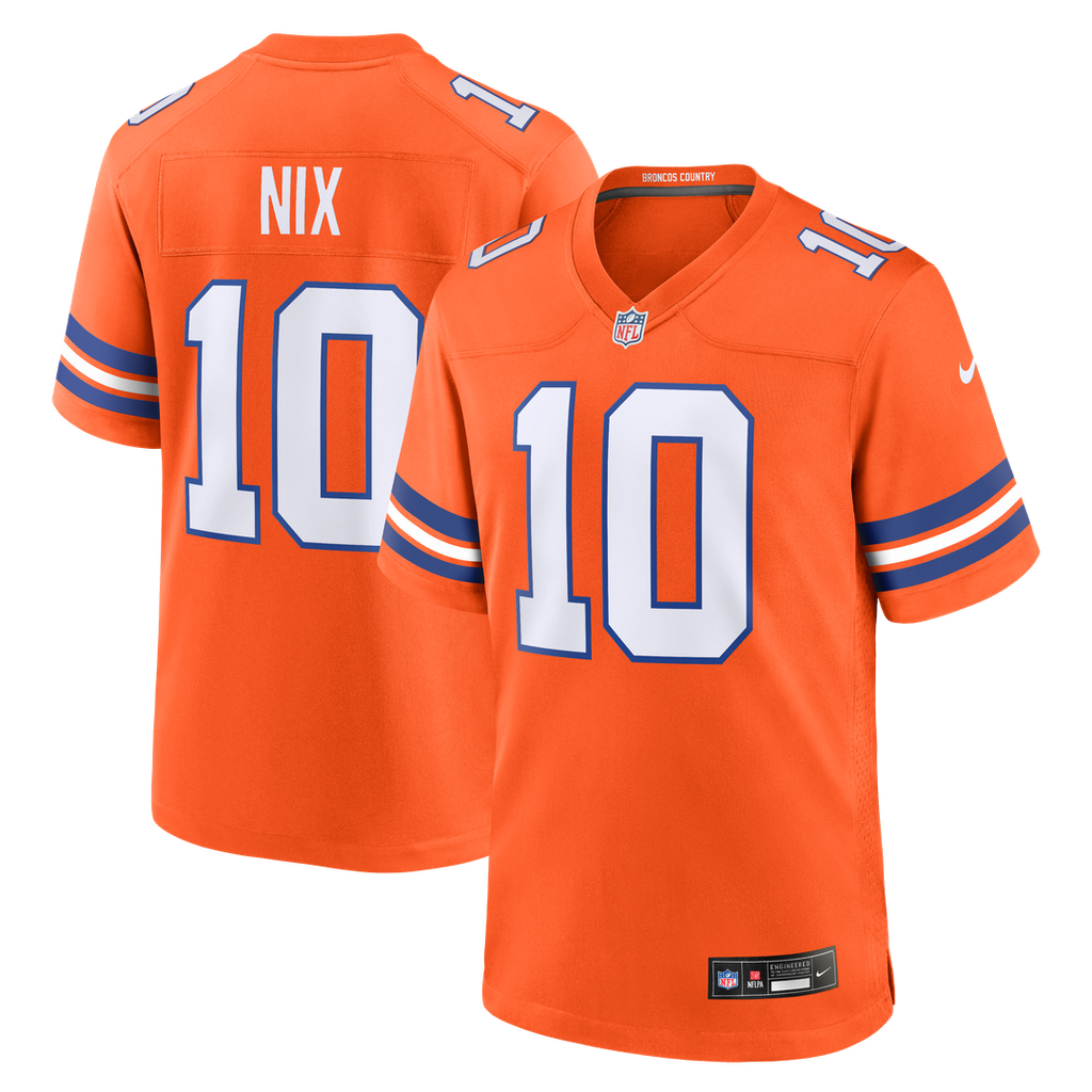 Bo Nix Denver Broncos Mile High Collection 1977 Throwback Player Game Jersey - Orange