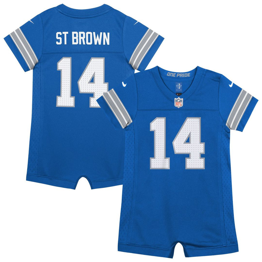 Amon - Ra St. Brown Detroit Lions Newborn Romper Game Jersey - Blue