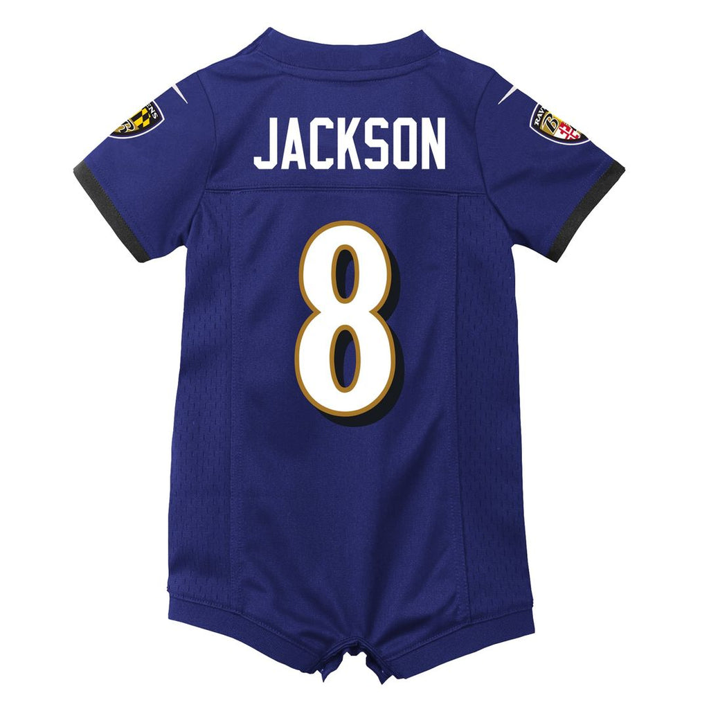 Lamar Jackson Baltimore Ravens Newborn Romper Game Jersey - Purple