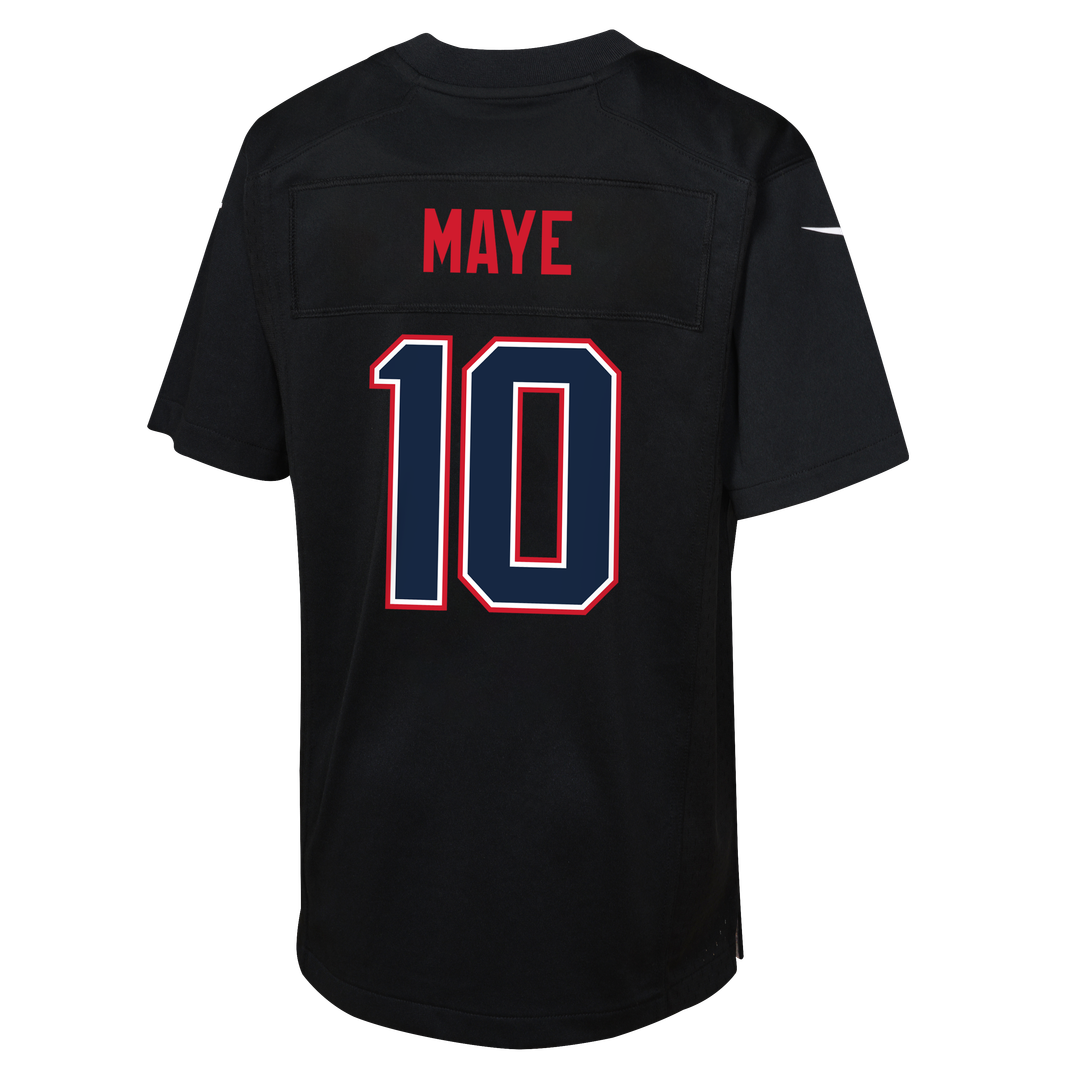 Drake Maye New England Patriots Youth Super Bowl LX Patch Carbon Fashion Game Jersey - Black