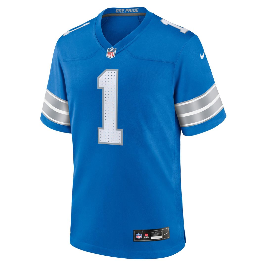 Number 1 Groom Detroit Lions Game Jersey - Blue