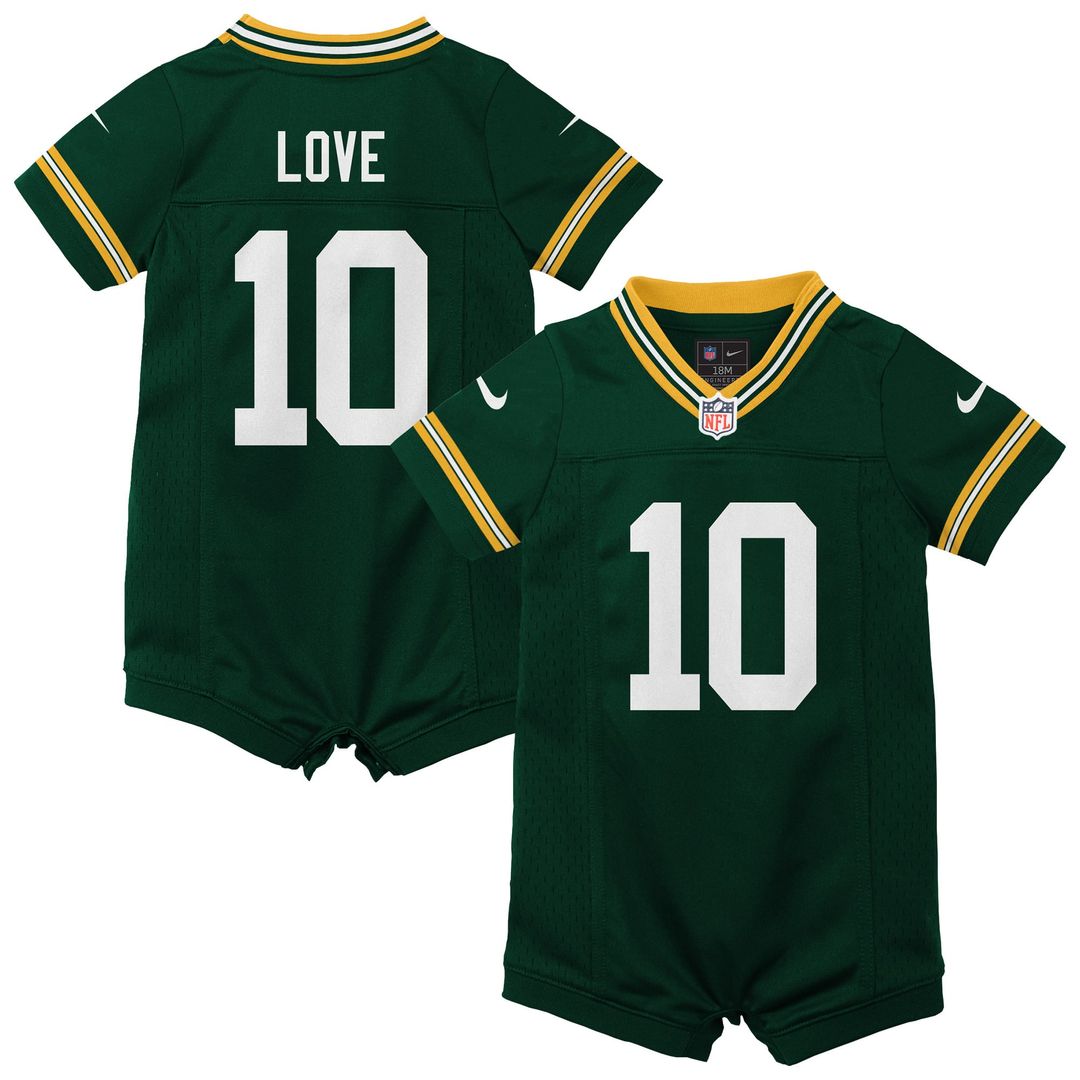 Jordan Love Green Bay Packers Newborn Romper Game Jersey - Green