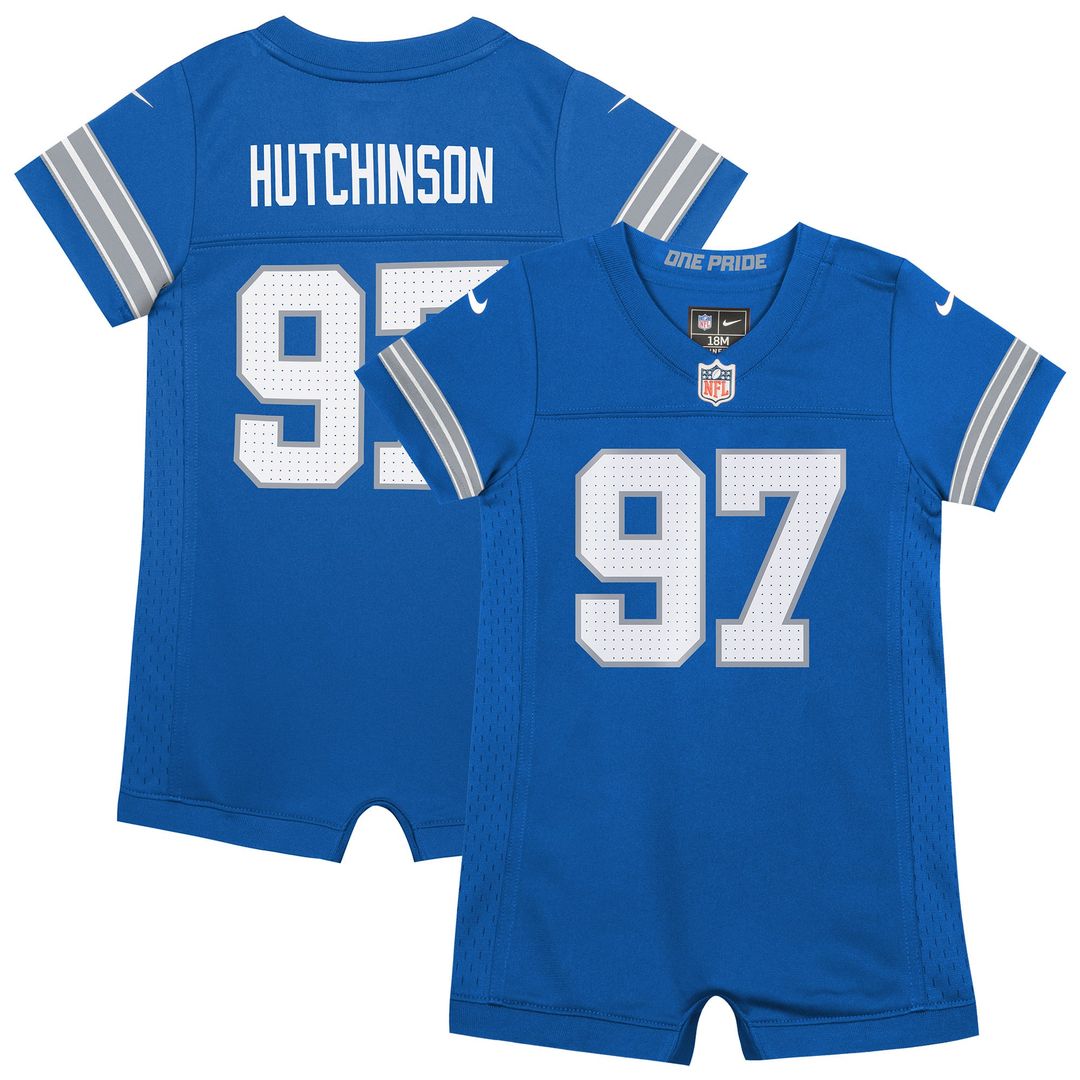 Aidan Hutchinson Detroit Lions Newborn Romper Game Jersey - Blue