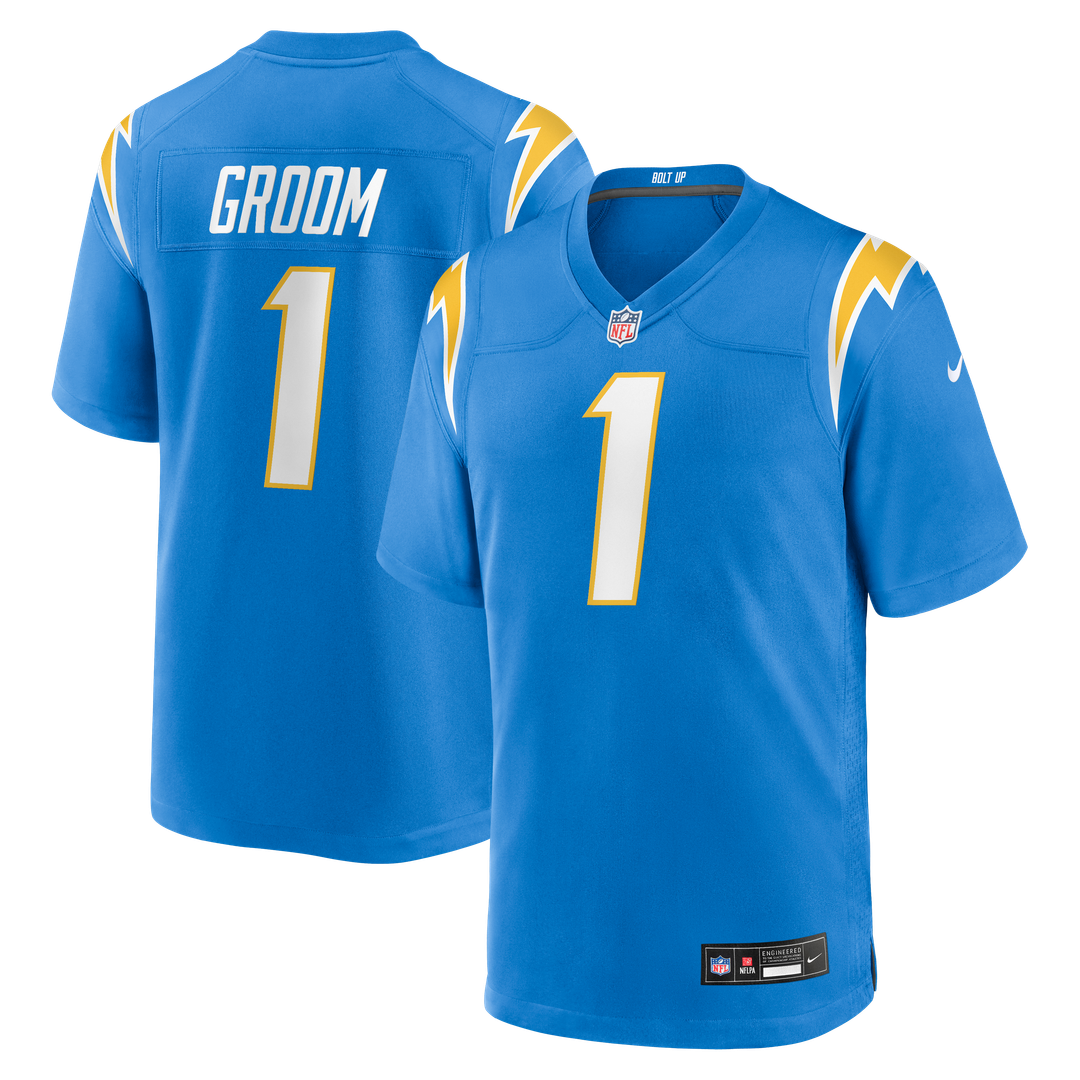 Number 1 Groom Los Angeles Chargers Game Jersey - Powder Blue