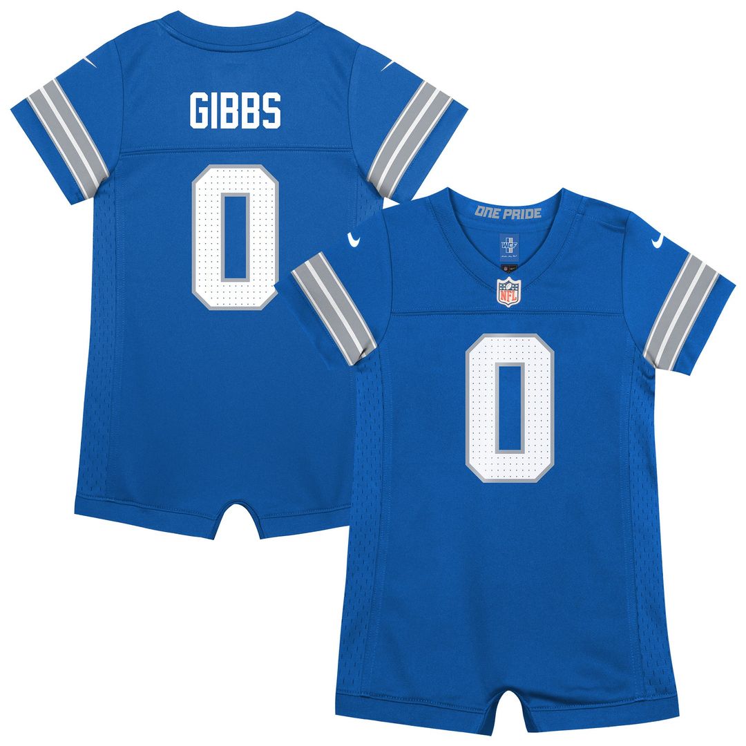 Jahmyr Gibbs Detroit Lions Newborn Romper Game Jersey - Blue