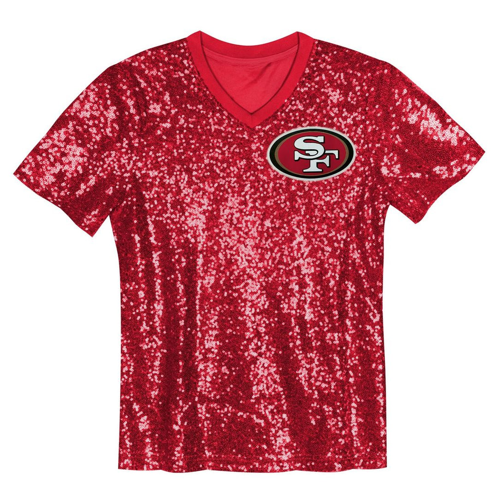 Brock Purdy San Francisco 49ers Girls Youth Sequin V - Neck Fashion Jersey - Scarlet