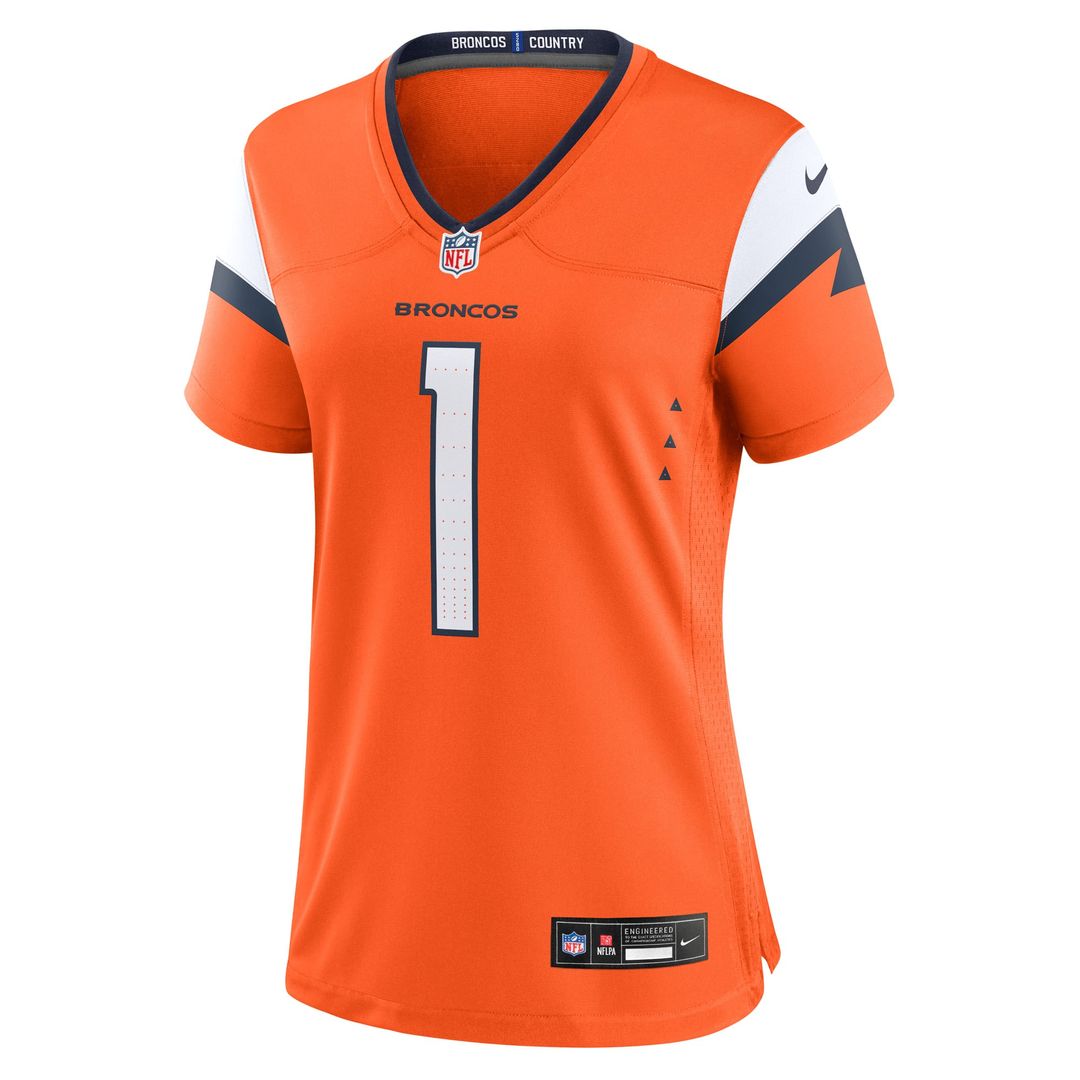 Number 1 Bride Denver Broncos Women's Game Jersey - Orange