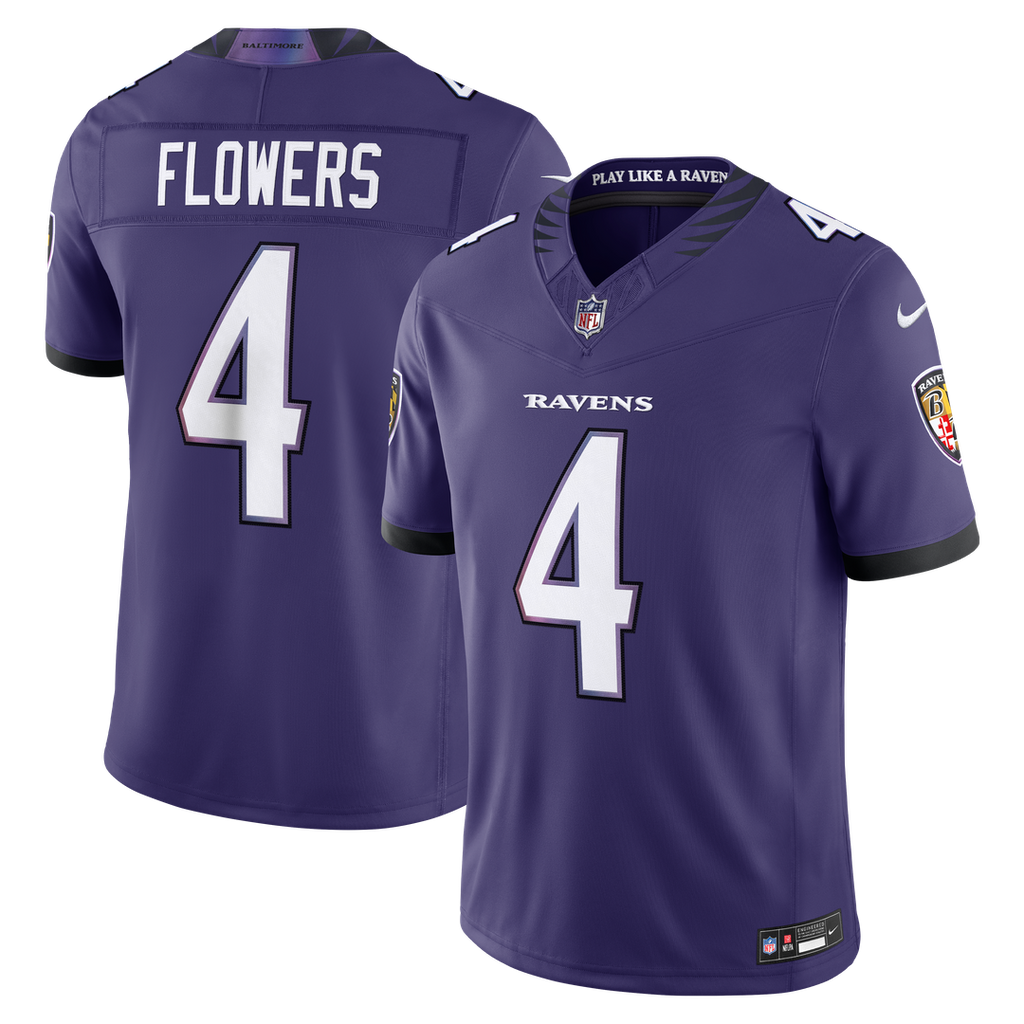 Zay Flowers Baltimore Ravens Team Vapor F.U.S.E. Stitched Limited Jersey - Purple