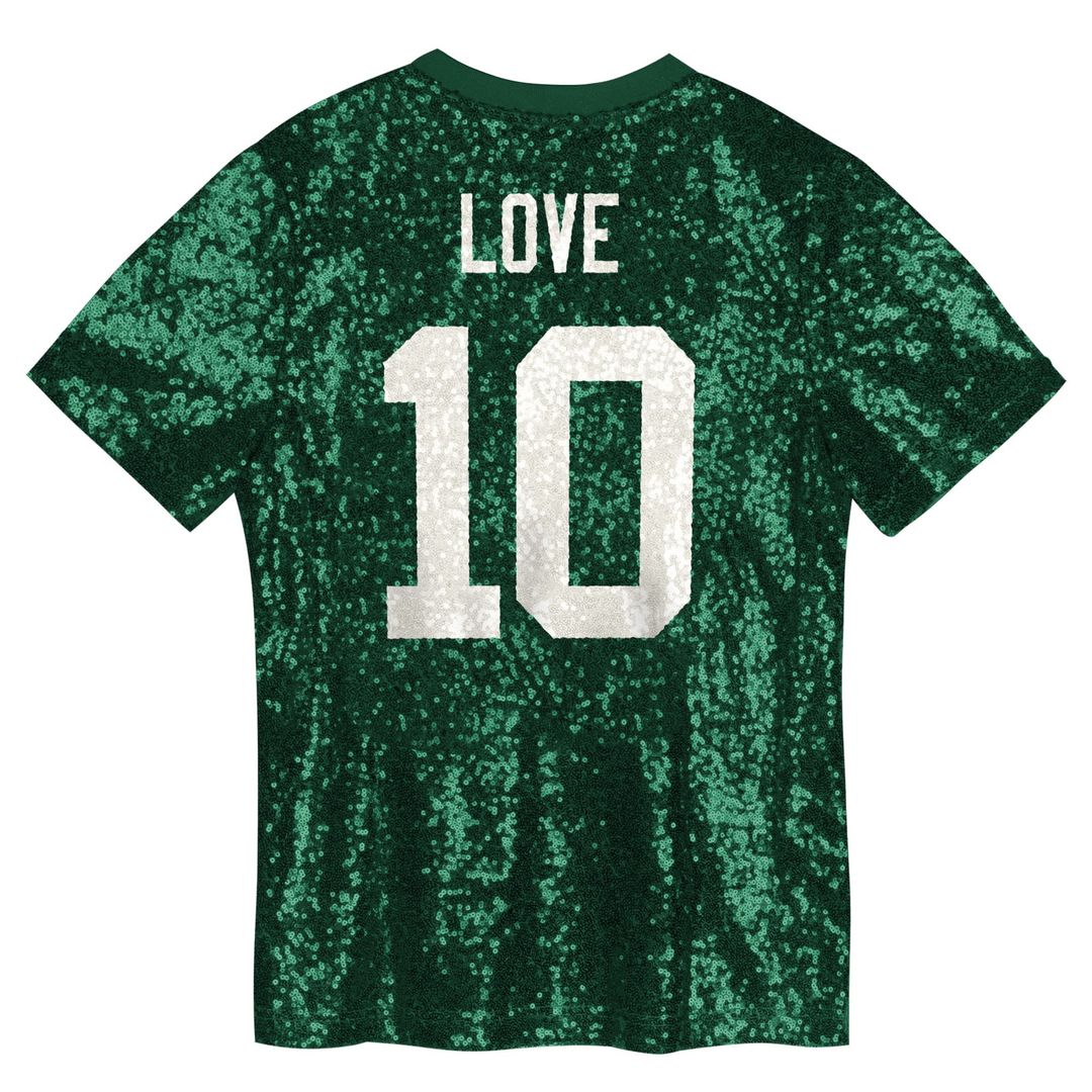 Jordan Love Green Bay Packers Girls Youth Sequin V - Neck Fashion Jersey - Green
