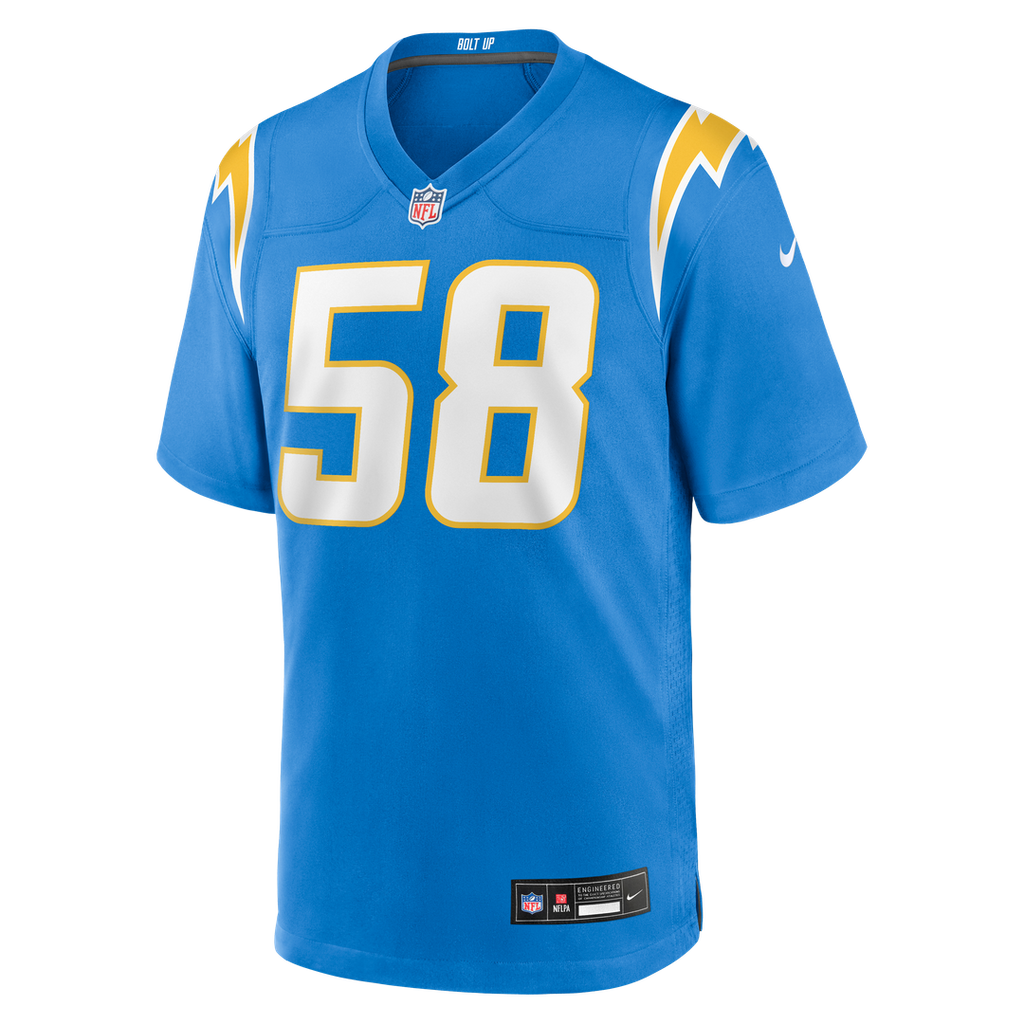 Marlowe Wax Los Angeles Chargers Team Game Jersey - Powder Blue
