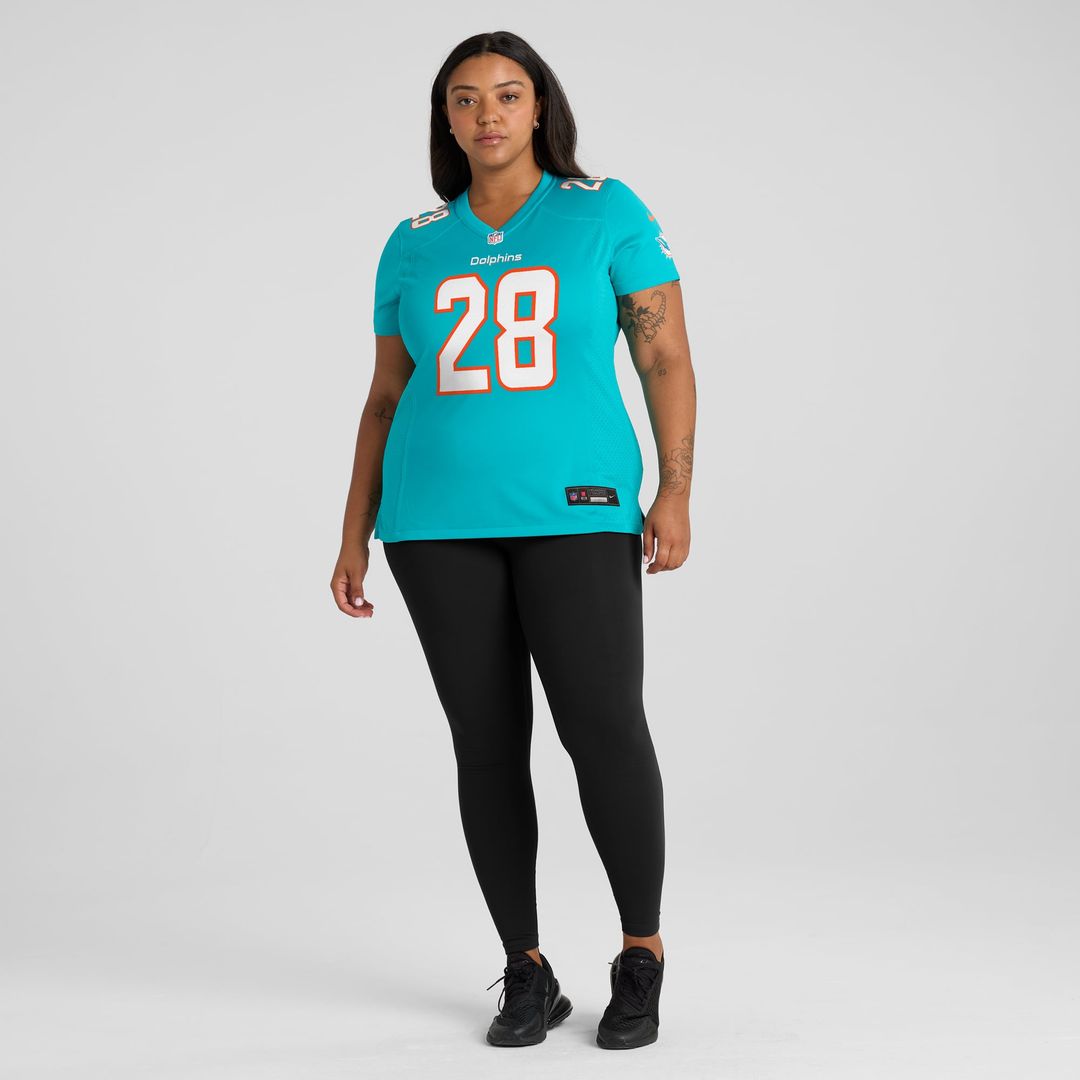 De’Von Achane Miami Dolphins Women's Player Game Jersey - Aqua