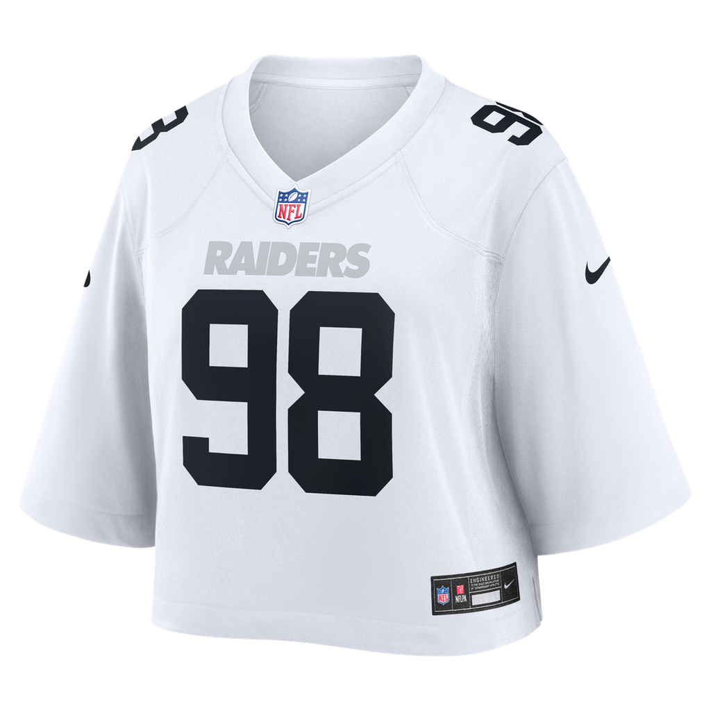 Maxx Crosby Las Vegas Raiders Women's Cropped Fashion Game Jersey - White