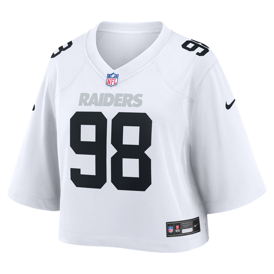 Maxx Crosby Las Vegas Raiders Women's Cropped Fashion Game Jersey - White