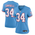 Earl Campbell Tennessee Titans Women's Oilers Throwback Retired Player Game Jersey - Light Blue