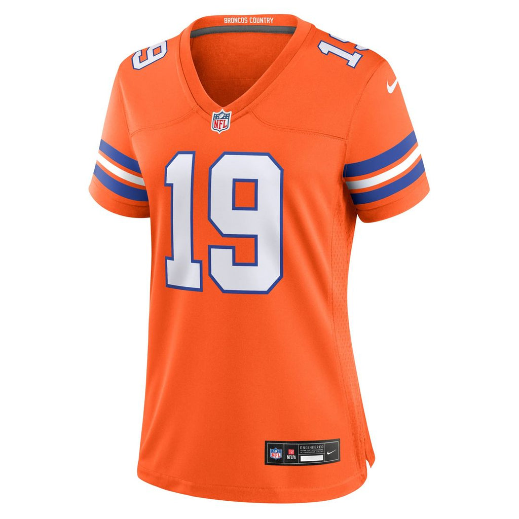 Marvin Mims Jr Denver Broncos Women's Mile High Collection 1977 Throwback Player Game Jersey - Orange