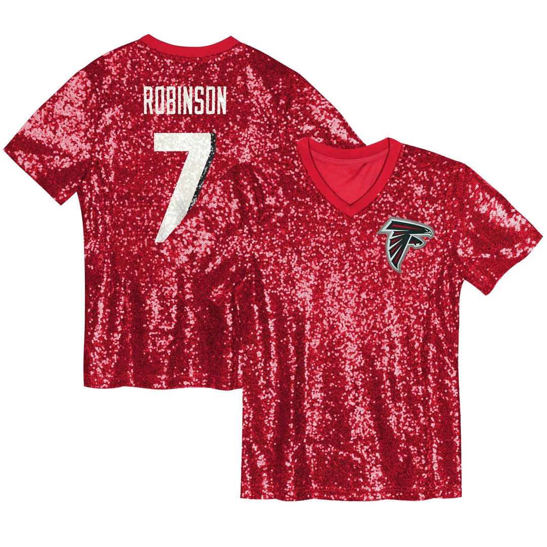 Bijan Robinson Atlanta Falcons Girls Youth Sequin V - Neck Fashion Jersey - Red