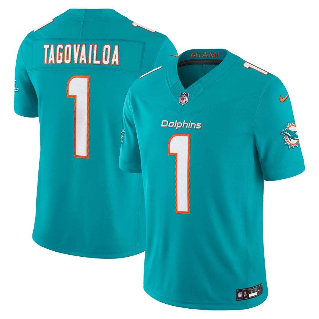 Tua Tagovailoa Miami Dolphins Team Vapor F.U.S.E. Stitched Limited Jersey - Aqua