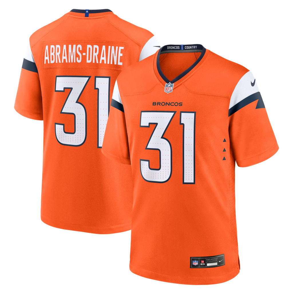 Kris Abrams - Draine Denver Broncos Team Game Jersey - Orange