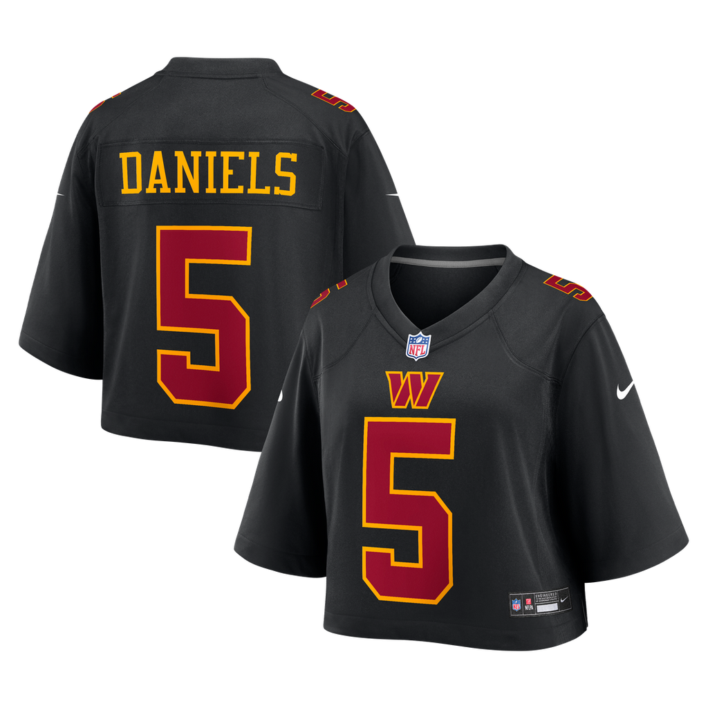 Jayden Daniels Washington Commanders Women's Cropped Fashion Game Jersey - Black