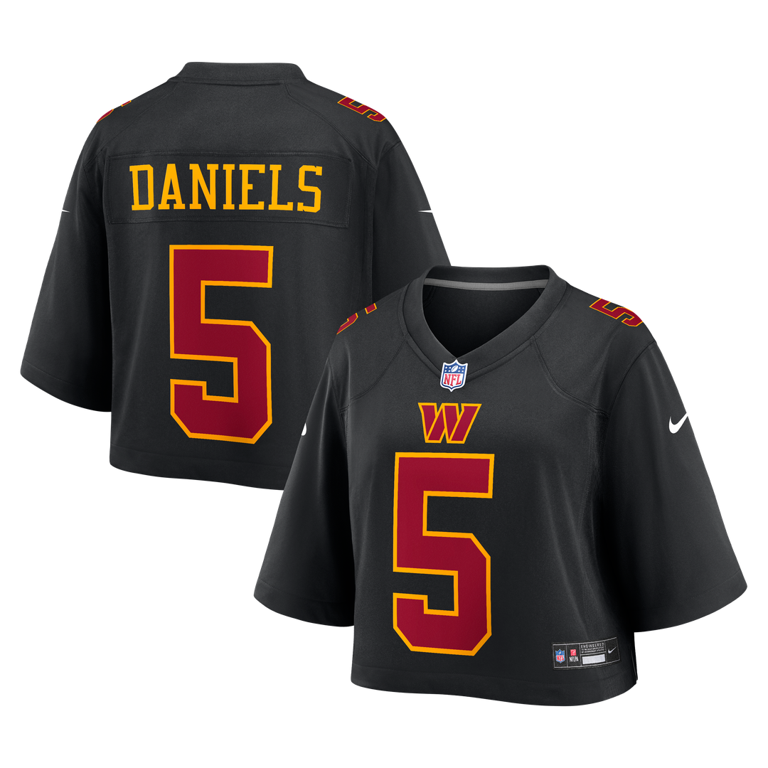 Jayden Daniels Washington Commanders Women's Cropped Fashion Game Jersey - Black