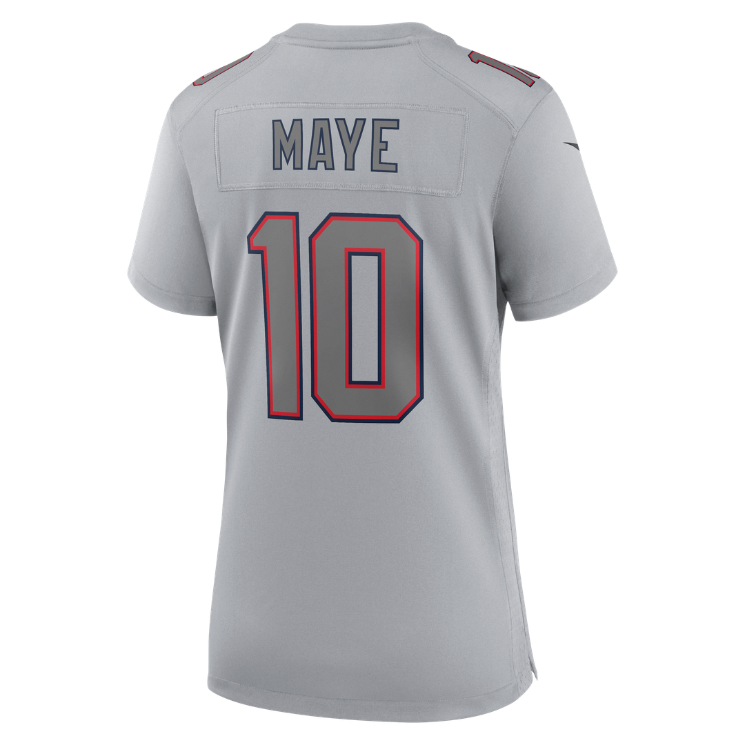Drake Maye New England Patriots Women's Super Bowl LX Patch Atmosphere Fashion Game Jersey - Silver
