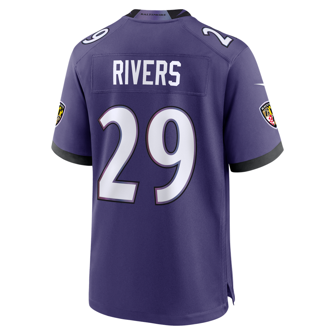 Chandler Rivers Baltimore Ravens Team Game Jersey - Purple