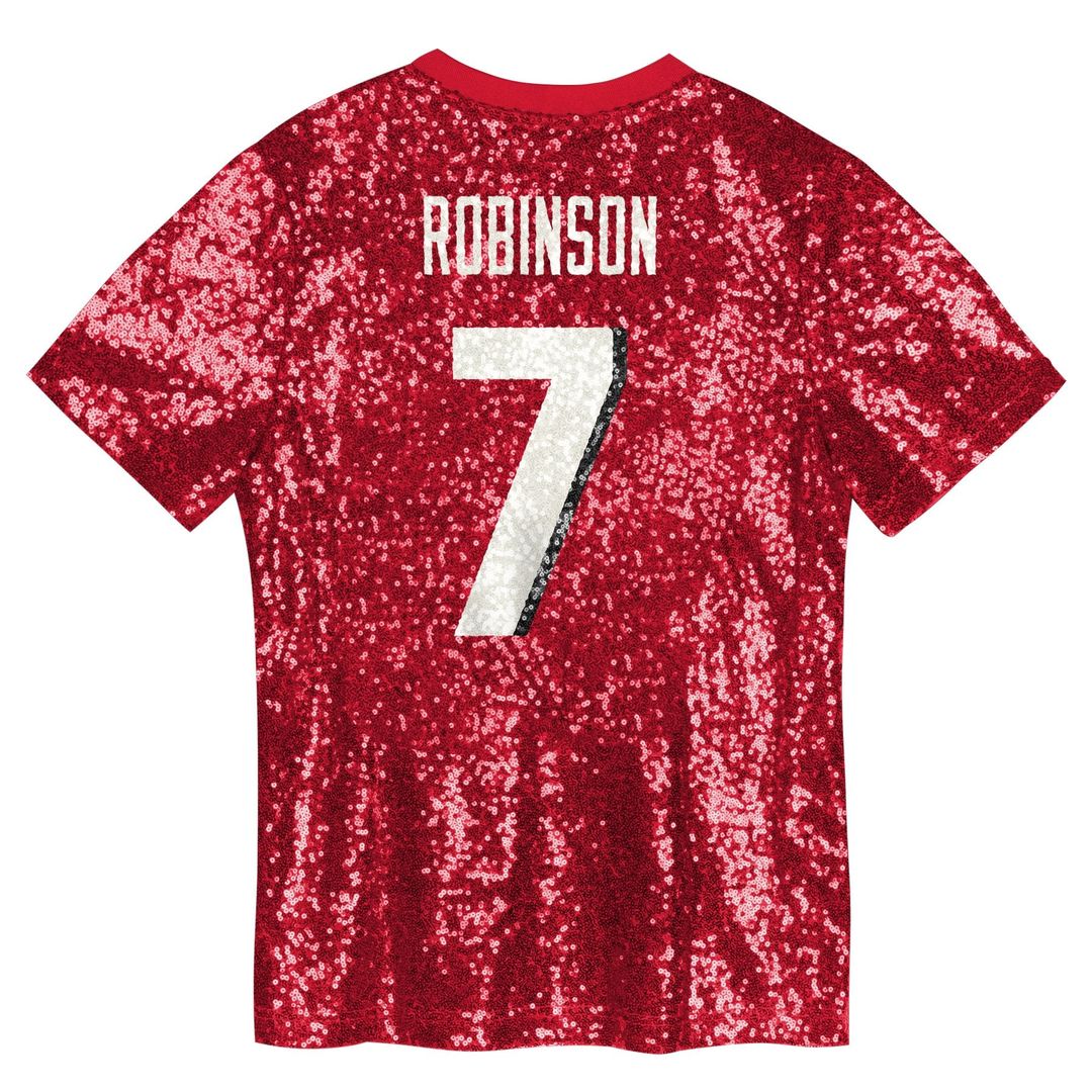 Bijan Robinson Atlanta Falcons Girls Youth Sequin V - Neck Fashion Jersey - Red