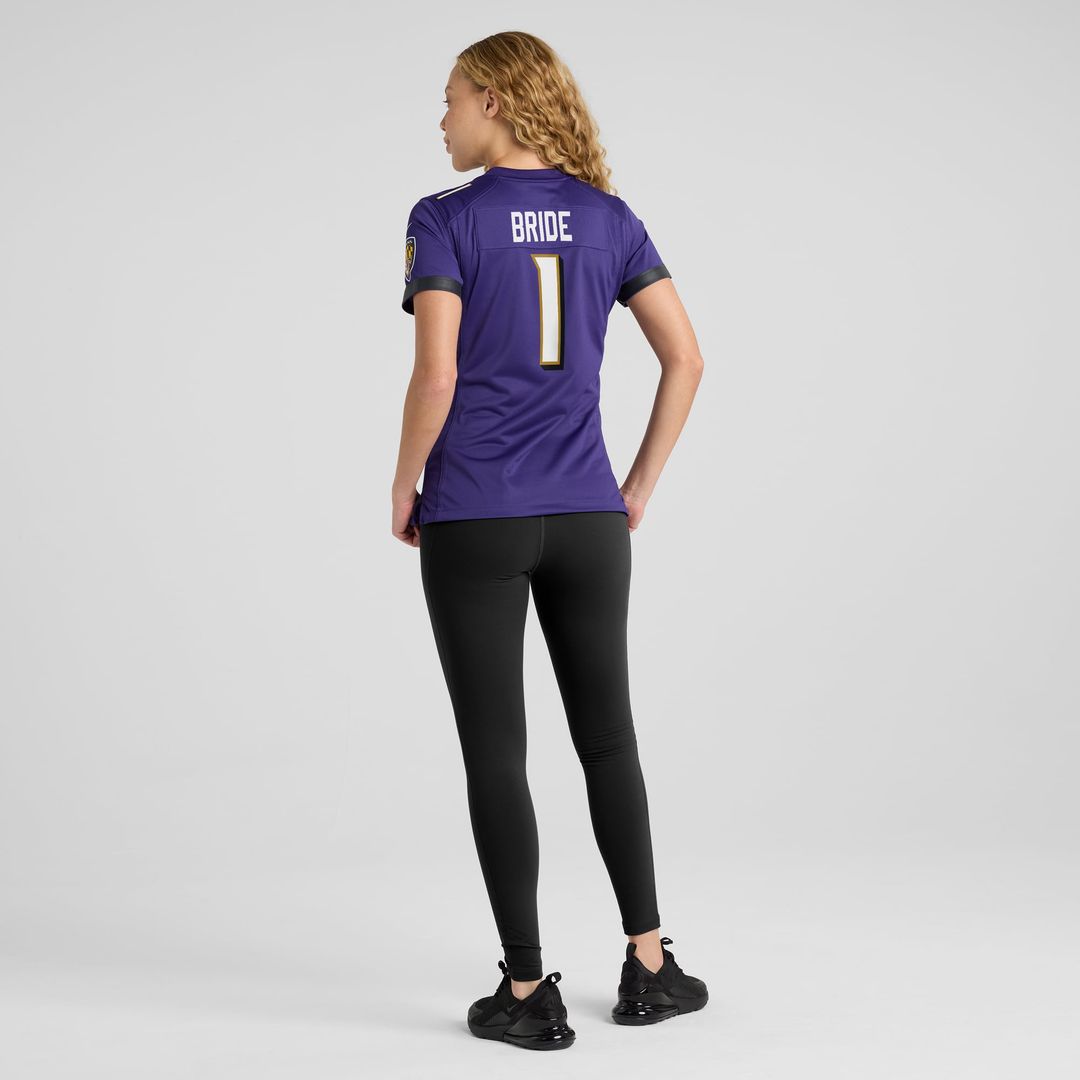 Number 1 Bride Baltimore Ravens Women's Game Jersey - Purple