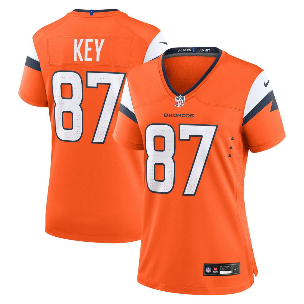 Dane Key Denver Broncos Women's Team Game Jersey - Orange